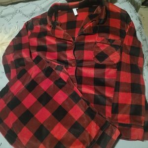 Plaid Red and Black Women's Pajama Set